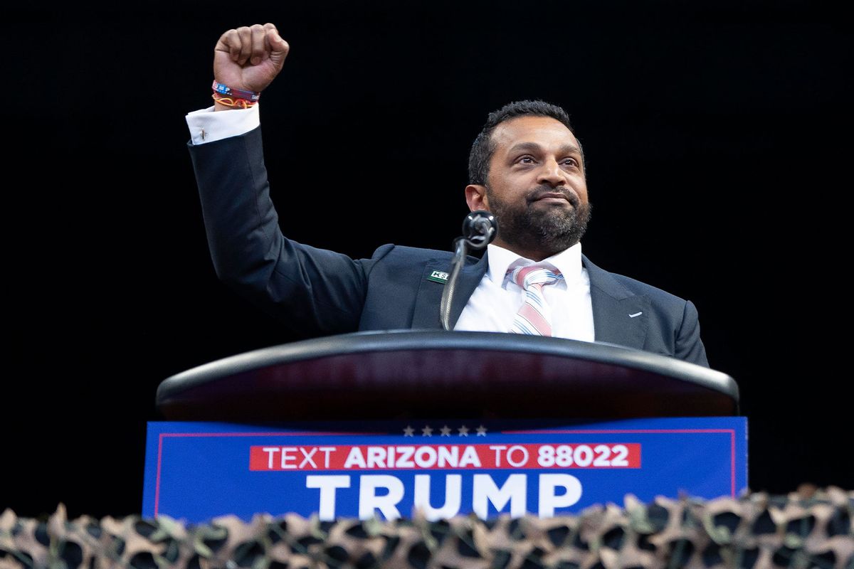 Former Chief of Staff to the U.S. Secretary of Defense Kash Patel speaks during a campaign rally for U.S. Republican presidential nominee, former President Donald Trump at Findlay Toyota Center on October 13, 2024 in Prescott Valley, Arizona. (Rebecca Noble/Getty Images)