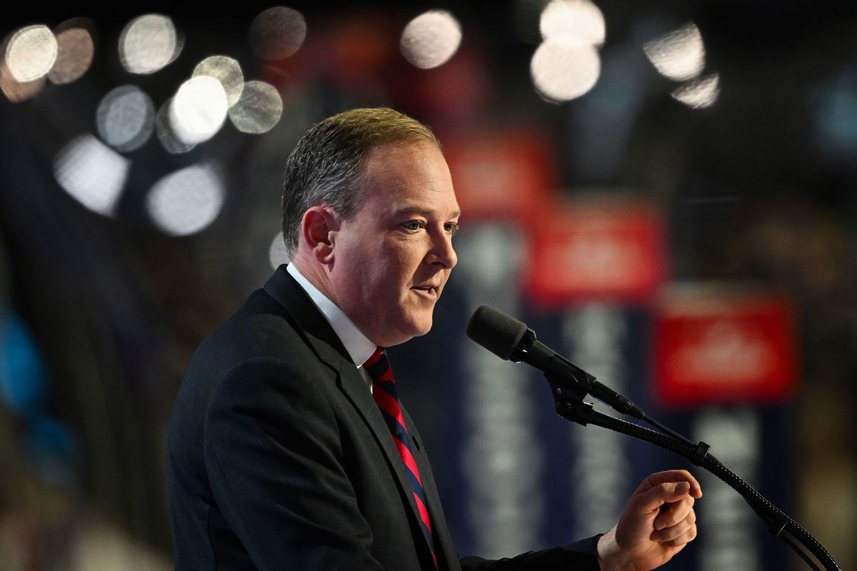 Former Rep. Lee Zeldin speaks on stage on the third day of the Republican National Convention at the Fiserv Forum on July 17, 2024 in Milwaukee, Wisconsin. (Leon Neal/Getty Images)