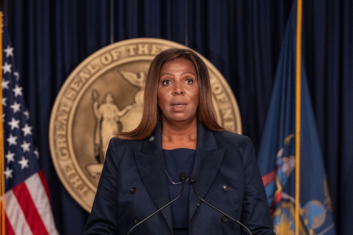 Attorney General Letitia James speaks during the press briefing with Governor Kathy Hochul at Governor's office discussing impacts of 2024 Presidential Election as Former President Donald Trump won second term. (Lev Radin/Pacific Press/LightRocket via Getty Images)