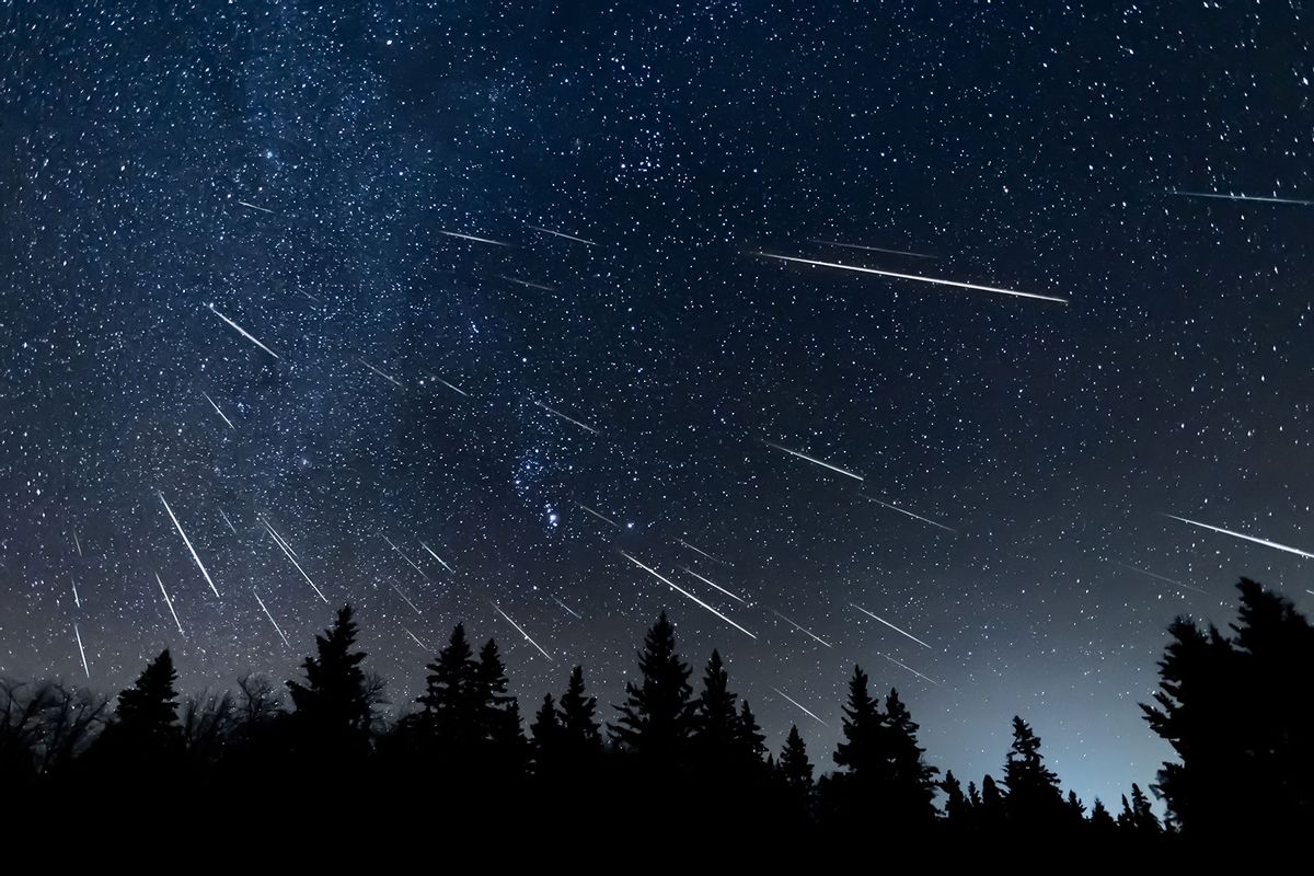 Meteor shower composite created from 44 individual photos that includes the Milky Way. (Getty Images/CRAIG TAYLOR)