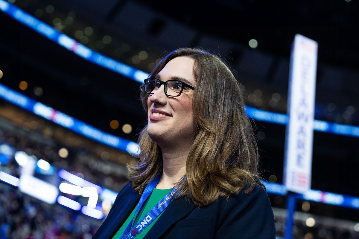 Sarah McBride, Democrat running for Delaware's Congressional seat, is seen on the second night of the Democratic National Convention at the United Center in Chicago, Ill., on Tuesday, August 20, 2024. (Tom Williams/CQ-Roll Call, Inc via Getty Images)