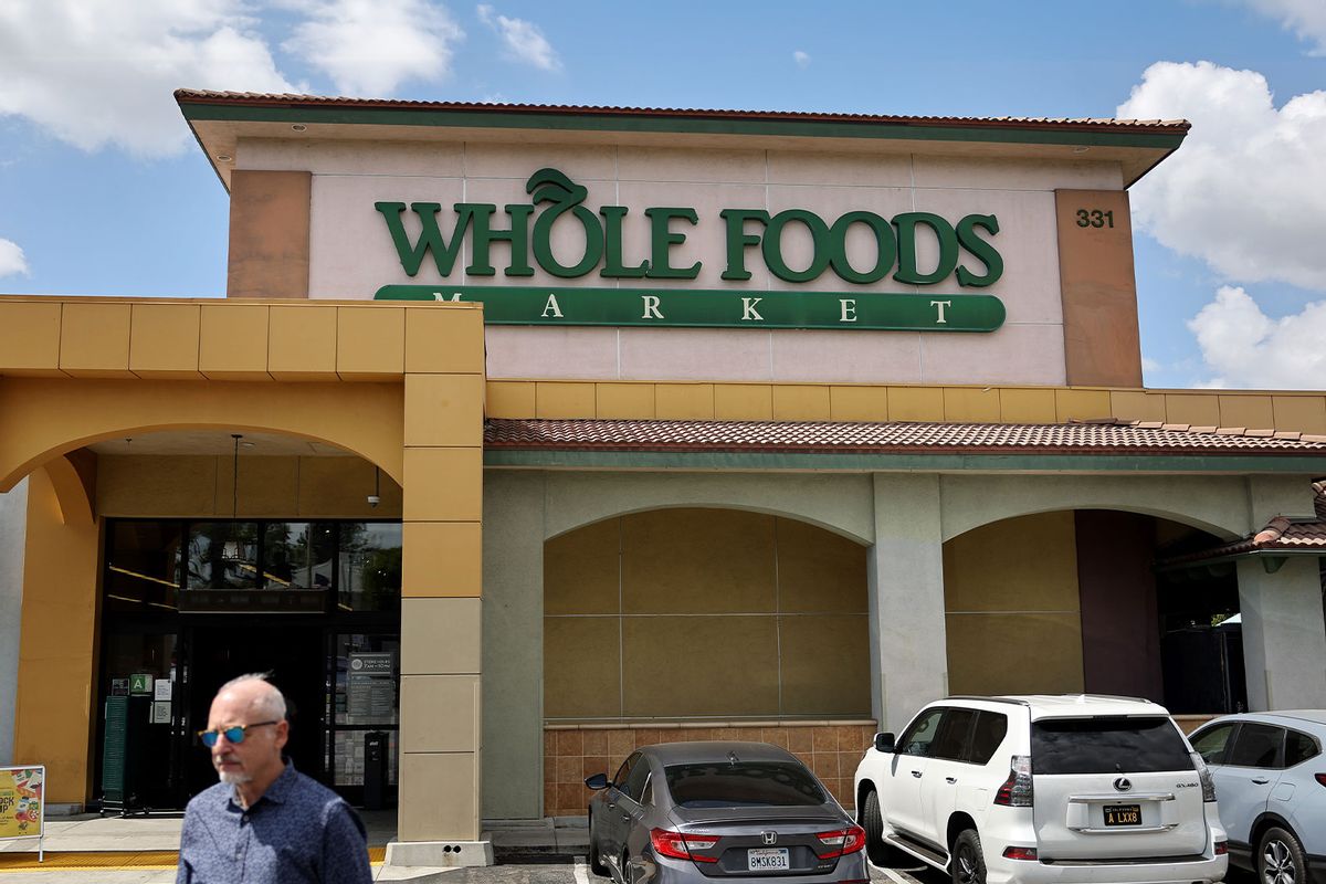 The Whole Foods logo is displayed at a Whole Food store on September 16, 2024 in Glendale, California. (Mario Tama/Getty Images)