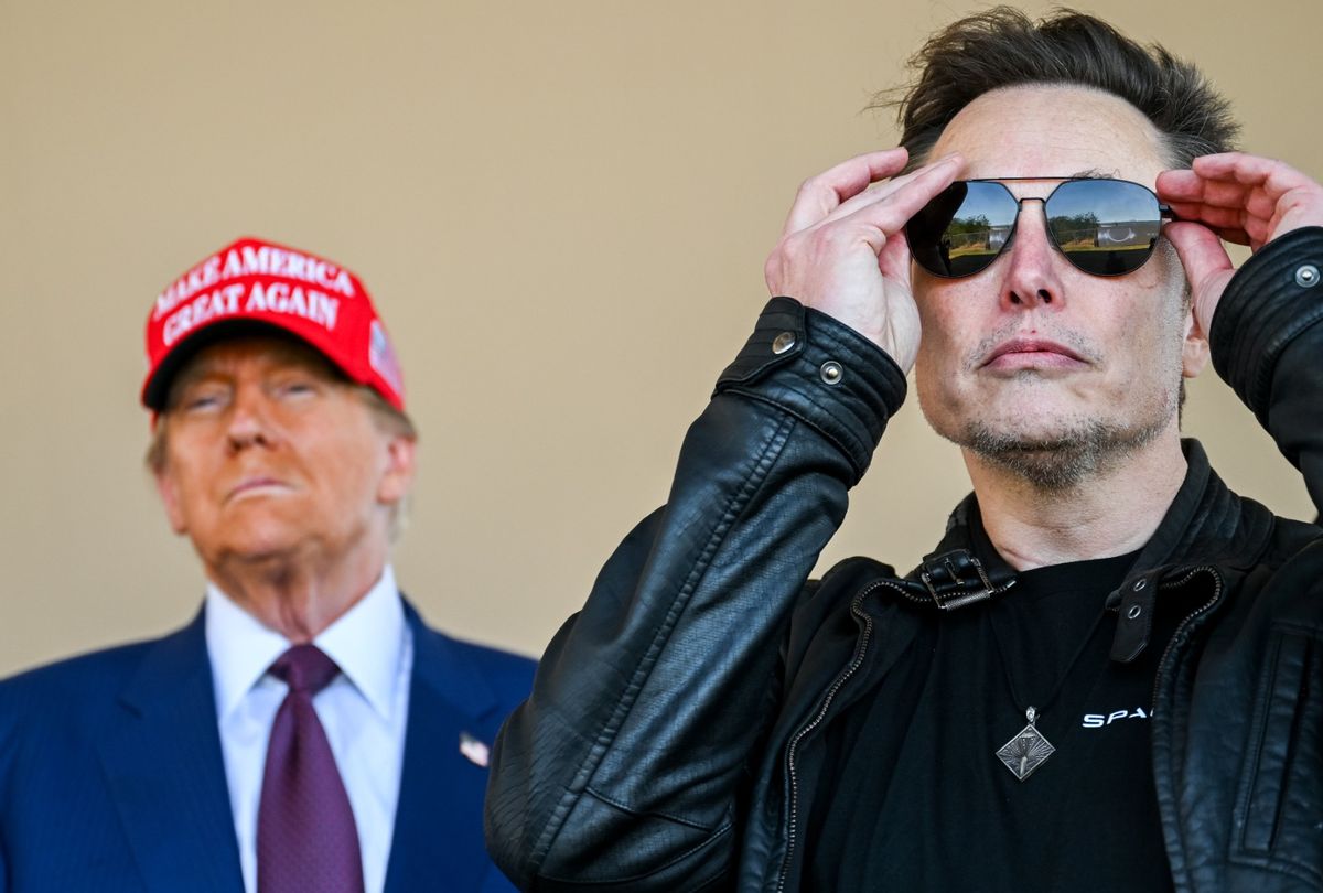 President-elect Donald Trump and Elon Musk watch the launch of the sixth test flight of the SpaceX Starship rocket on November 19, 2024 in Brownsville, Texas. (Brandon Bell/Getty Images)