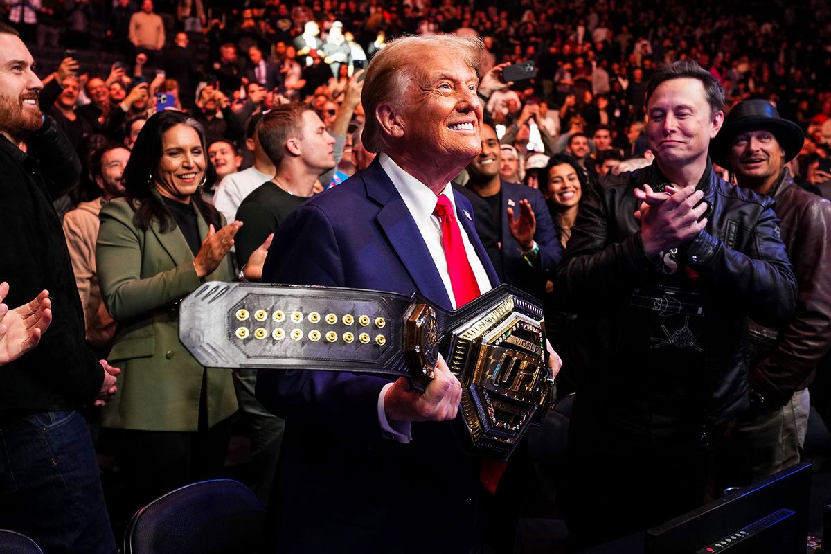 President-elect Donald Trump holds the UFC heavyweight championship belt after the UFC heavyweight championship fight between Jon Jones and Stipe Miocic during the UFC 309 event at Madison Square Garden on November 16, 2024 in New York City. (Chris Unger/Zuffa LLC/Getty Images)