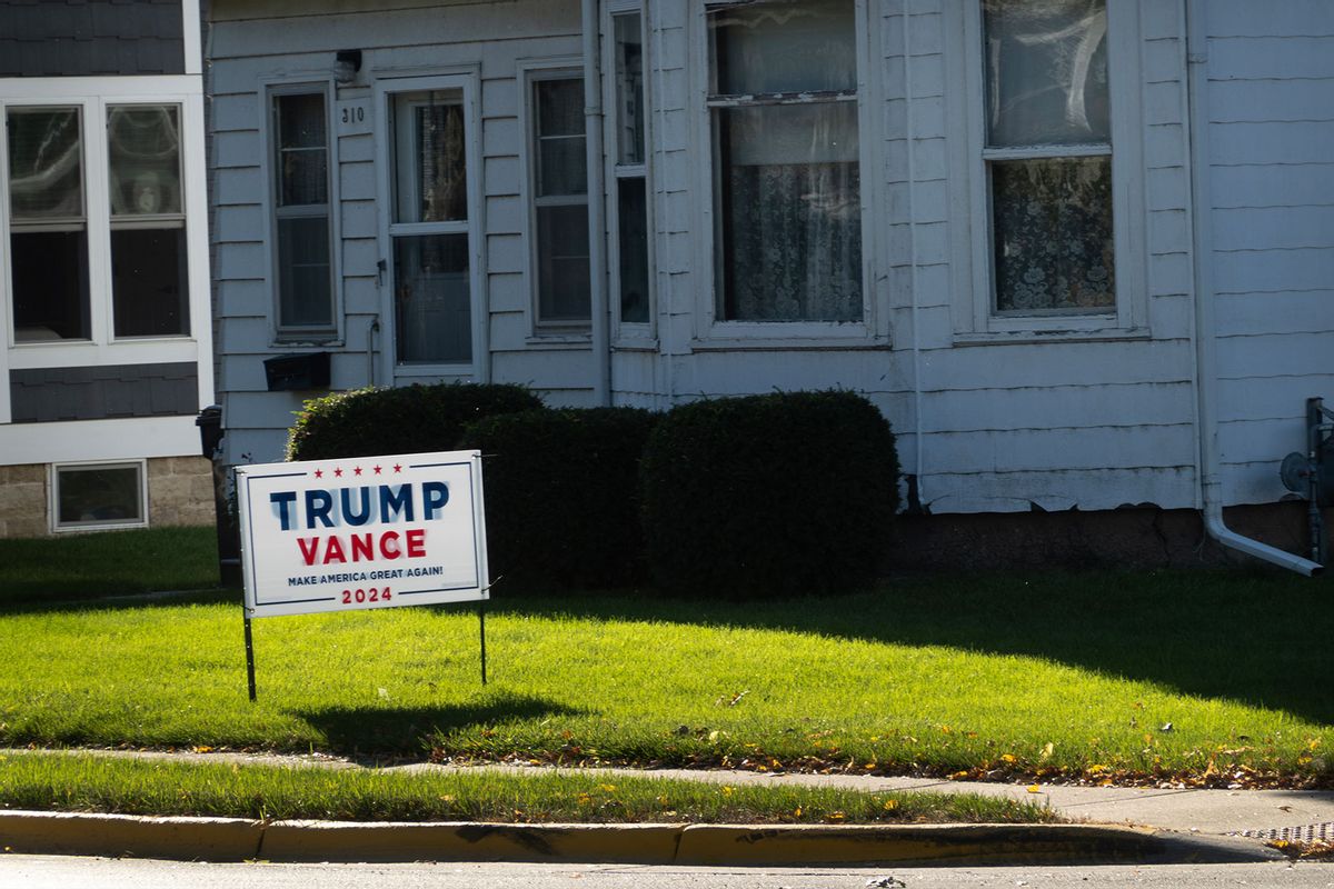 A sign in a yard supports Republican presidential nominee, former U.S. President Donald Trump on October 01, 2024 in Waunakee, Wisconsin. (Scott Olson/Getty Images)