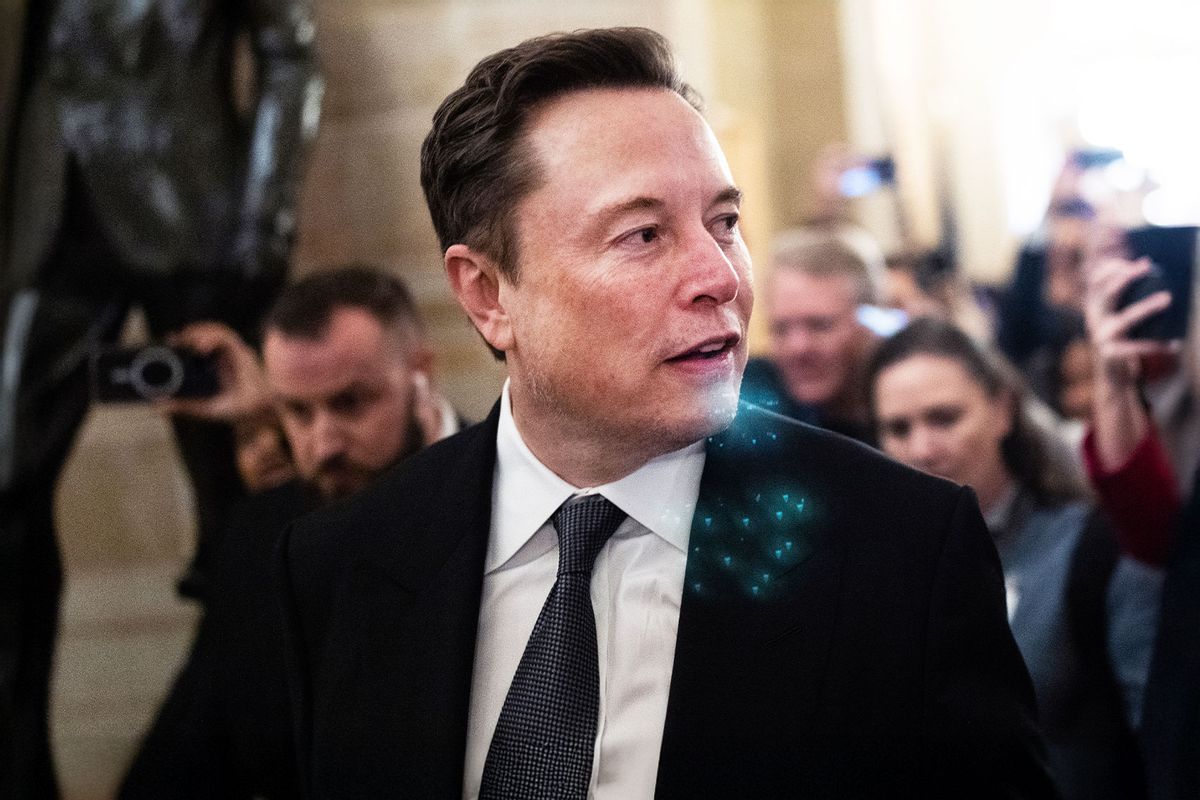 Elon Musk is seen in the U.S. Capitol after a meeting with Sen. John Thune, R-S.D., while on the Hill to talk about President-elect Donald Trump's "Department of Government Efficiency," on Thursday, December 5, 2024. (Tom Williams/CQ-Roll Call, Inc via Getty Images)