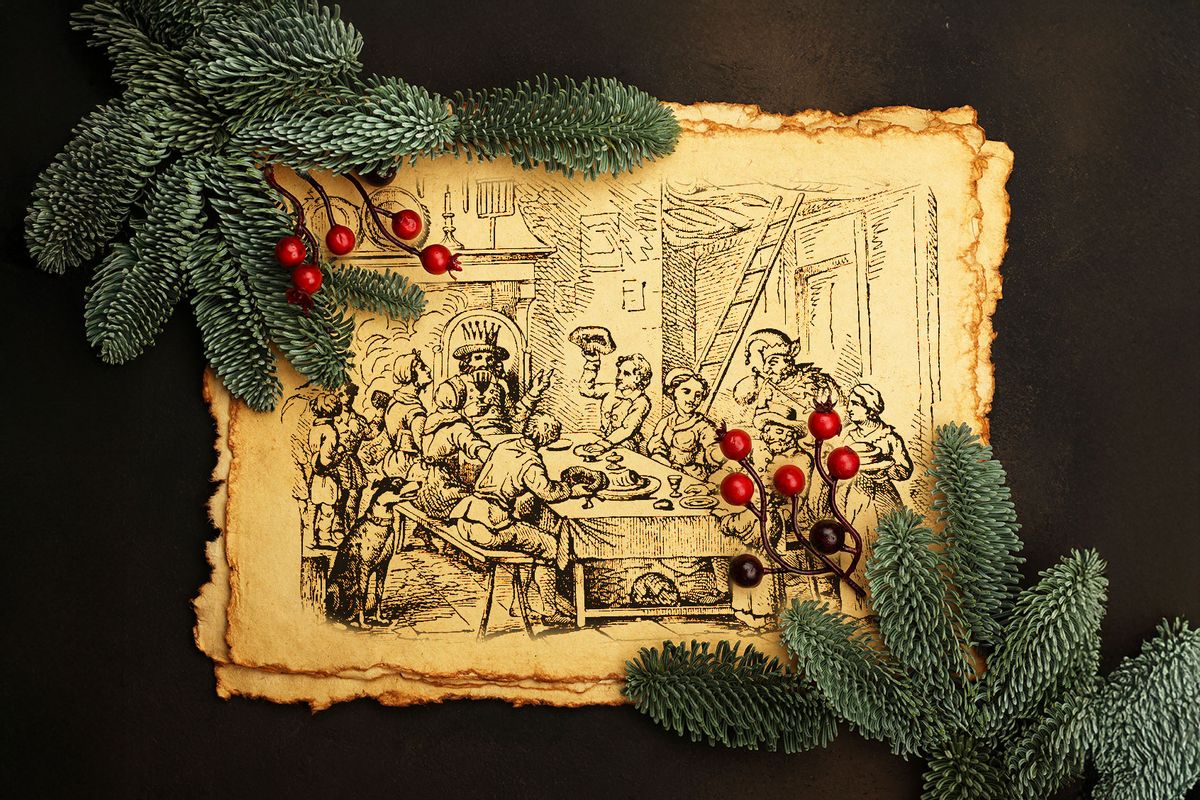 King of the Bean is a mock royal celebration during the time of Epiphany, a traditional Christian celebration. Illustration published 1863. (Getty Images/Christine_Kohler)