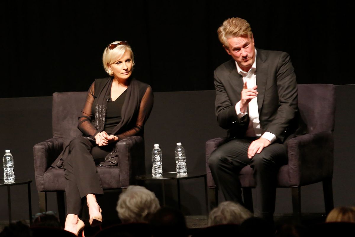 Mika Brzezinki and Joe Scarborough speak on stage at the 2018 New Yorker Festival - MSNBC Hosts Joe Scarborough And Mika Brzezinski In Conversation With The New Yorker's David Remni on October 5, 2018 in New York City. (Thos Robinson/Getty Images for The New Yorker)