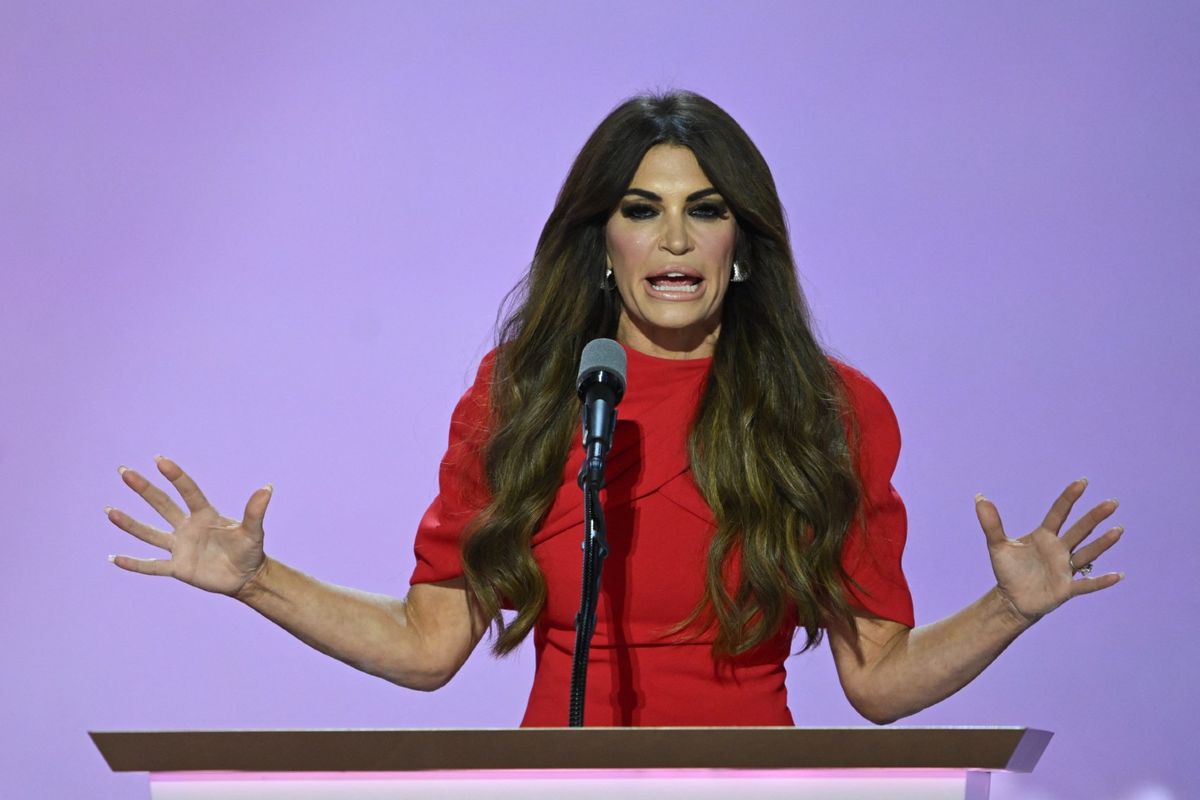 US TV news personality Kimberly Guilfoyle speaks during the third day of the 2024 Republican National Convention at the Fiserv Forum in Milwaukee, Wisconsin, on July 17, 2024. (ANDREW CABALLERO-REYNOLDS/AFP via Getty Images)