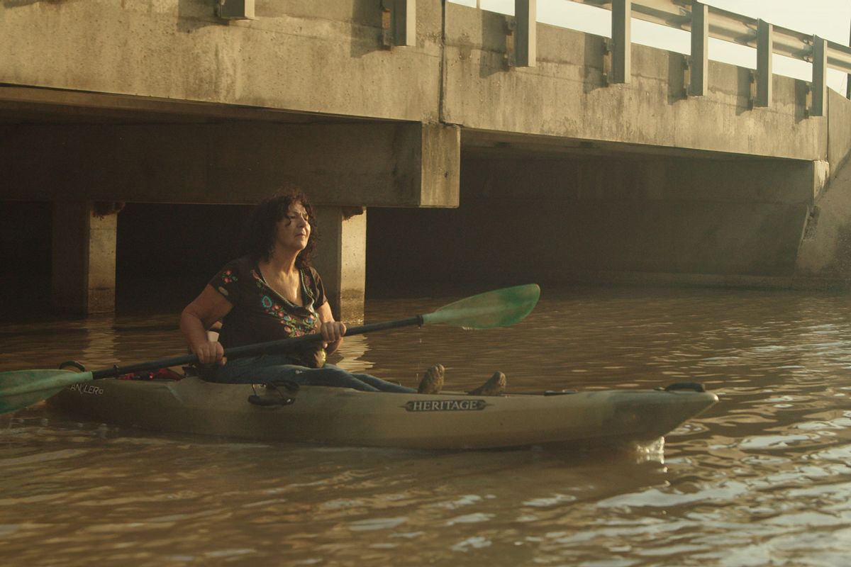 Diane Wilson patrolling Cox's Creek (Max Loeb)