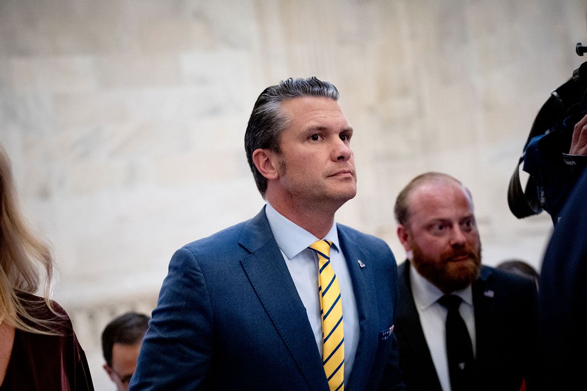 U.S. President-elect Donald Trump's nominee to be Secretary of Defense Pete Hegseth walks through the Russell Senate Office building on Capitol Hill on December 3, 2024 in Washington, DC. (Andrew Harnik/Getty Images)