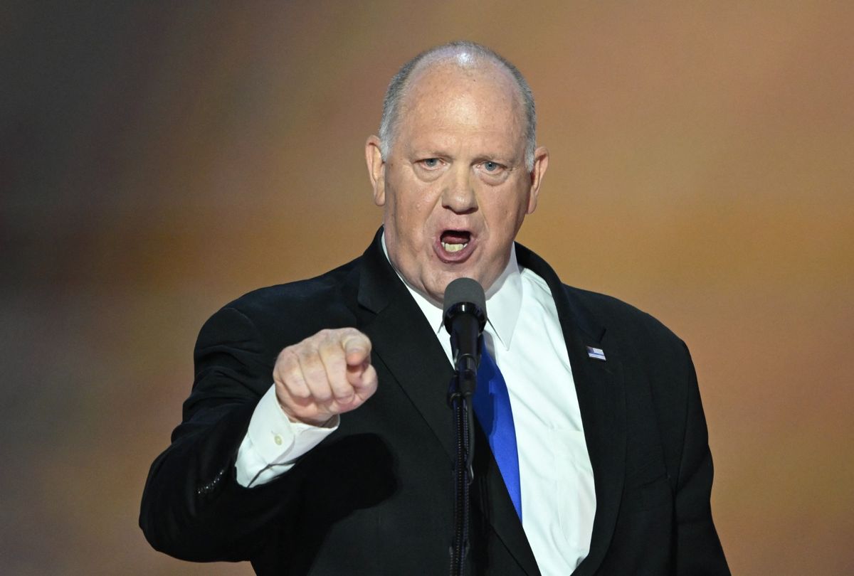 Former Acting Director of Immigration and Customs Enforcement (ICE) Thomas Homan speaks at the 2024 Republican National Convention at the Fiserv Forum in Milwaukee, Wisconsin, on July 17, 2024. (ANDREW CABALLERO-REYNOLDS/AFP via Getty Images)