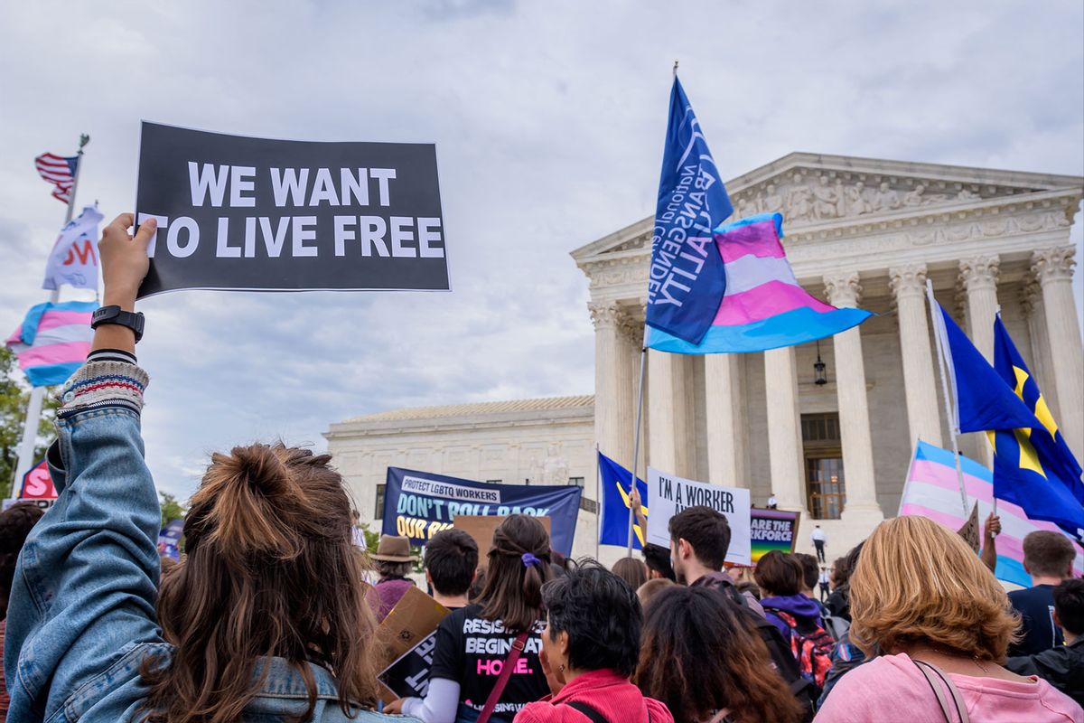 Participant holding a sign outside the the Supreme Court on October 08, 2019. (Erik McGregor/LightRocket via Getty Images)