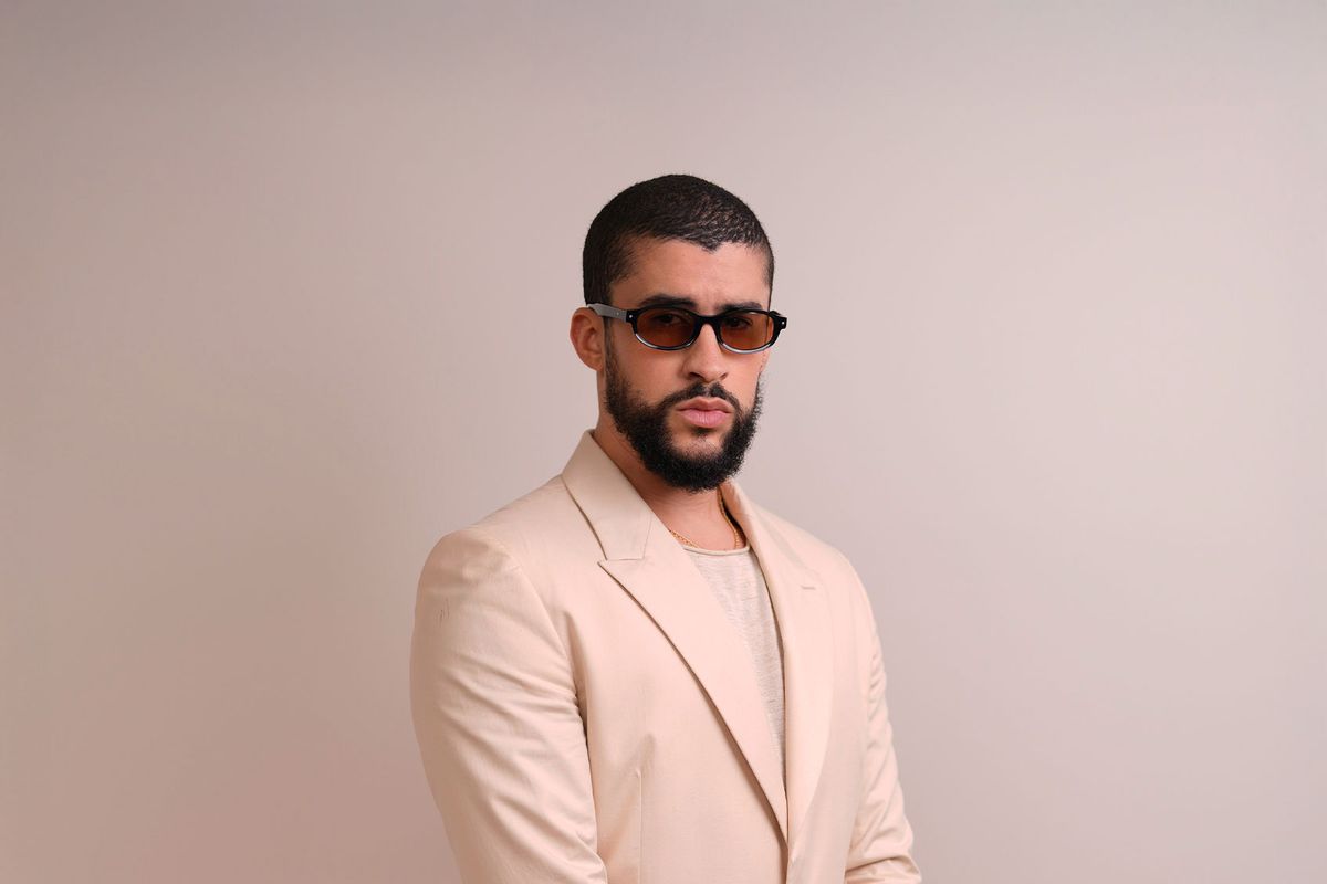 Bad Bunny at the Dior fashion show during Paris Fashion Week Menswear Spring/Summer 2025 held at Val de Grace on June 21, 2024 in Paris, France. (Swan Gallet/WWD via Getty Images)