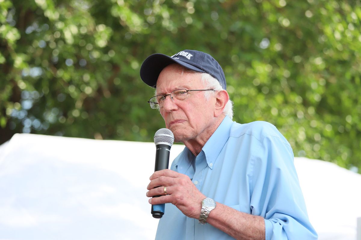 Sen. Bernie Sanders (I-VT) speaks at a re-election rally at Maceachron Park on June 21, 2024 in Hastings-on-Hudson, New York. (Joy Malone/Getty Images)