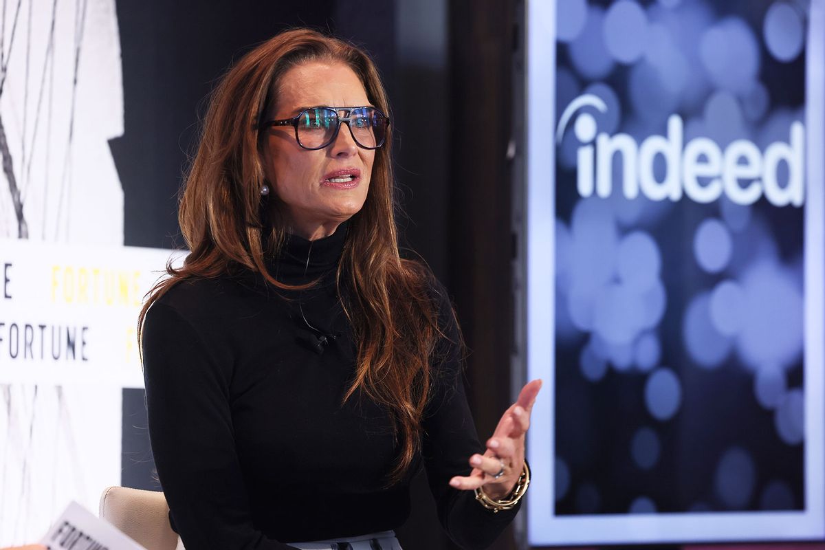 Brooke Shields, Actress, NYT Bestselling Author, and Founder, Commence speaks during the Fortune Most Powerful Women's Breakfast on aging and longevity, as well as her long career in acting, modeling and entrepreneurship at the Fortune Global Forum 2024 on November 12, 2024 in New York City. (Jemal Countess/Getty Images for Fortune Media)