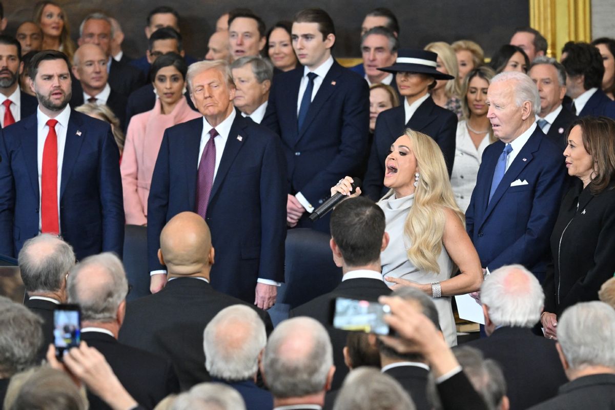 U.S. singer-songwriter Carrie Underwood performs "America the Beautiful" after President Donald Trump was sworn in as the 47th President in the U.S. Capitol Rotunda in Washington, DC, on January 20, 2025. ( SAUL LOEB/POOL/AFP via Getty Images)