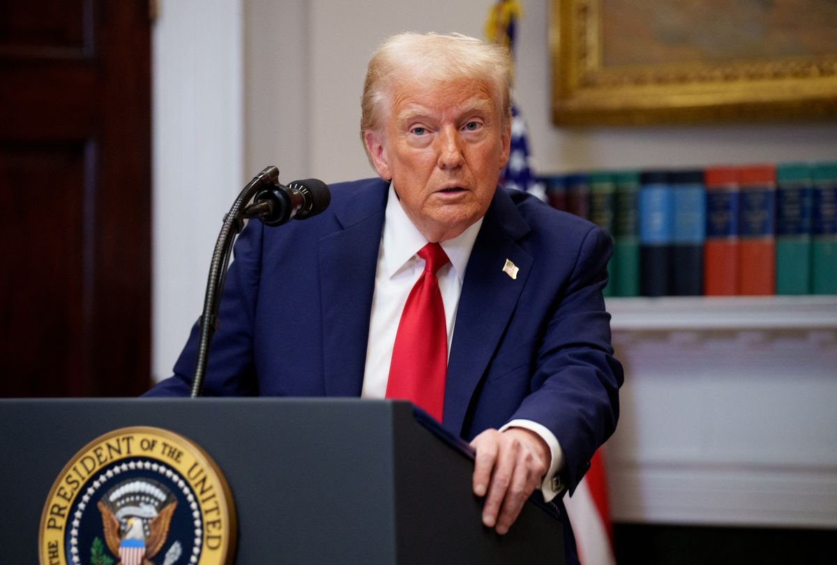 President Donald Trump takes a question from a reporter during a news conference in the Roosevelt Room of the White House on January 21, 2025 in Washington, DC. (Andrew Harnik/Getty Images)