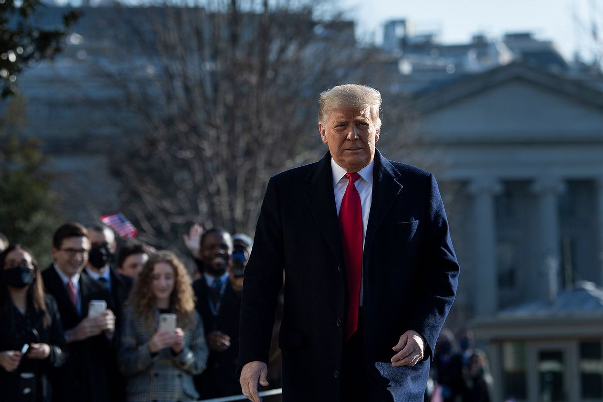 US President Donald Trump walks by supporters outside the White House on January 12, 2021 in Washington,DC. (BRENDAN SMIALOWSKI/AFP via Getty Images)