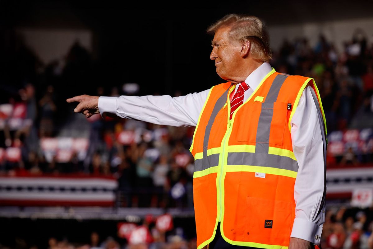 Republican presidential nominee, former President Donald Trump greets supporters during a campaign rally at the Resch Center on October 30, 2024 in Green Bay, Wisconsin. (Chip Somodevilla/Getty Images)