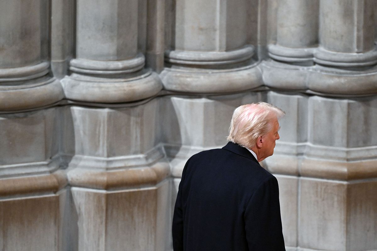 President Donald Trump departs A Service of Prayer for the Nation at Washington National Cathedral on Tuesday January 21, 2025 in Washington, DC. (Matt McClain/The Washington Post via Getty Images)