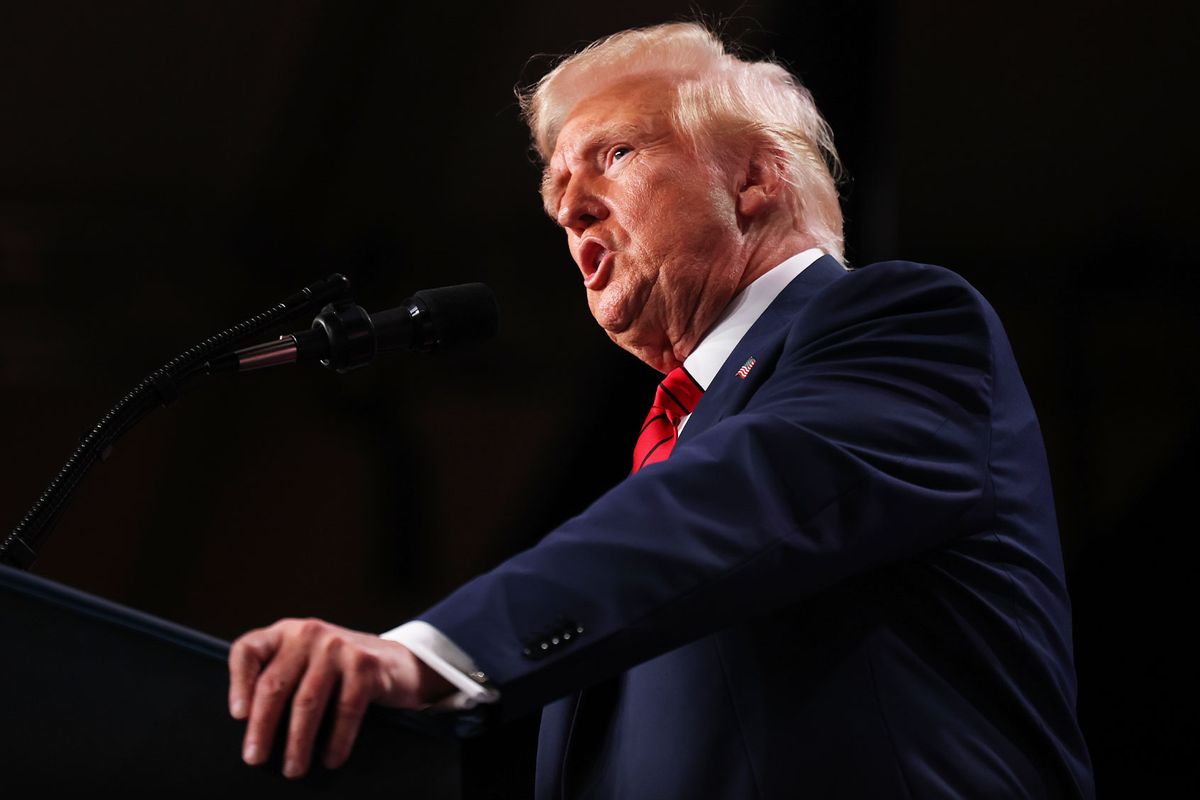 U.S. President Donald Trump addresses the 2025 Republican Issues Conference at the Trump National Doral Miami on January 27, 2025 in Doral, Florida. (Joe Raedle/Getty Images)