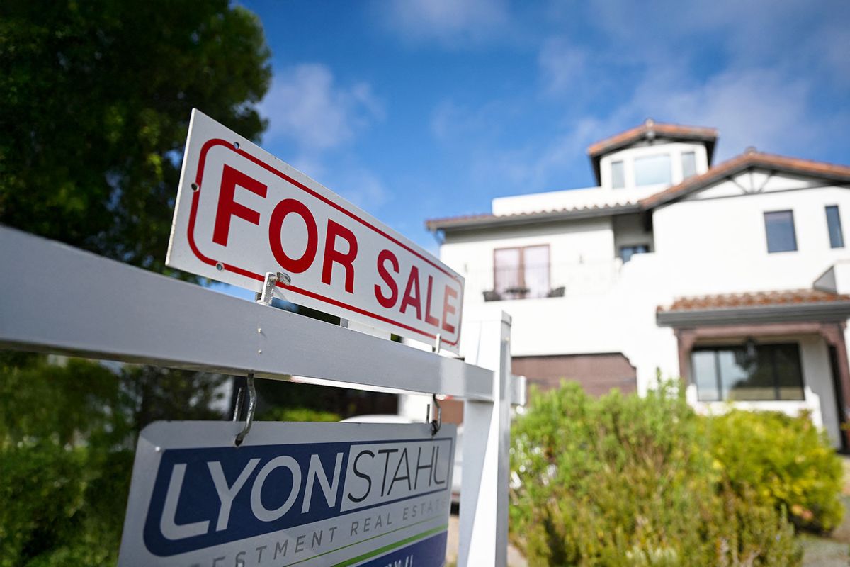 A for sale sign is displayed outside of a home for sale on August 16, 2024 in Los Angeles, California. (PATRICK T. FALLON/AFP via Getty Images)