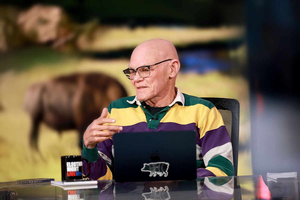 James Carville speaks onstage during Election Night Live With Brian Williams at Amazon Studios on November 05, 2024 in Culver City, California. (Matt Winkelmeyer/Getty Images for Amazon Studios)