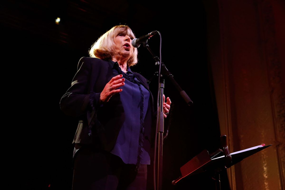 Singer Marianne Faithfull performs during the 'ICCARRE' Auction Cocktail To Benefit AIDS Research At Maison Jean Paul Gaultier on November 23, 2015 in Paris, France. (Photo by Bertrand Rindoff Petroff/Getty Images)