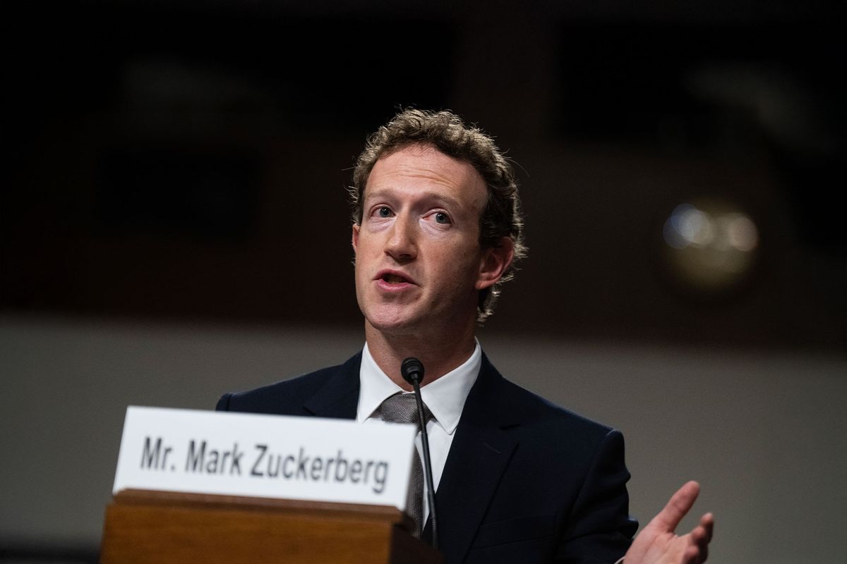 Mark Zuckerberg, CEO of Meta, testifies during the Senate Judiciary Committee hearing titled "Big Tech and the Online Child Sexual Exploitation Crisis," in Dirksen building on Wednesday, January 31, 2024. (Tom Williams/CQ-Roll Call, Inc via Getty Images)