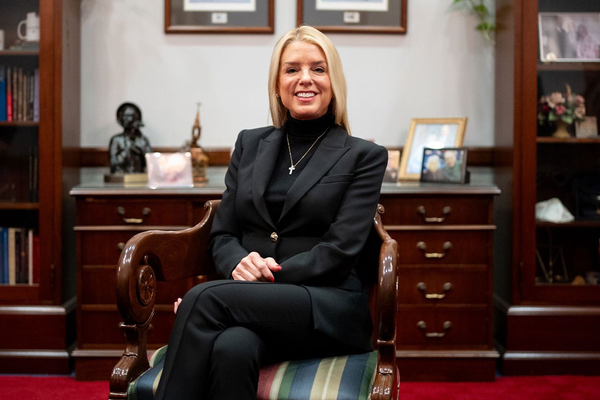 U.S. President-elect Donald Trump's nominee for Attorney General Pam Bondi meets with incoming Senate Judiciary Committee Chair Sen. Charles Grassley (R-IA) in his office at the Hart Senate Office Building on December 02, 2024 in Washington, DC. (Andrew Harnik/Getty Images)