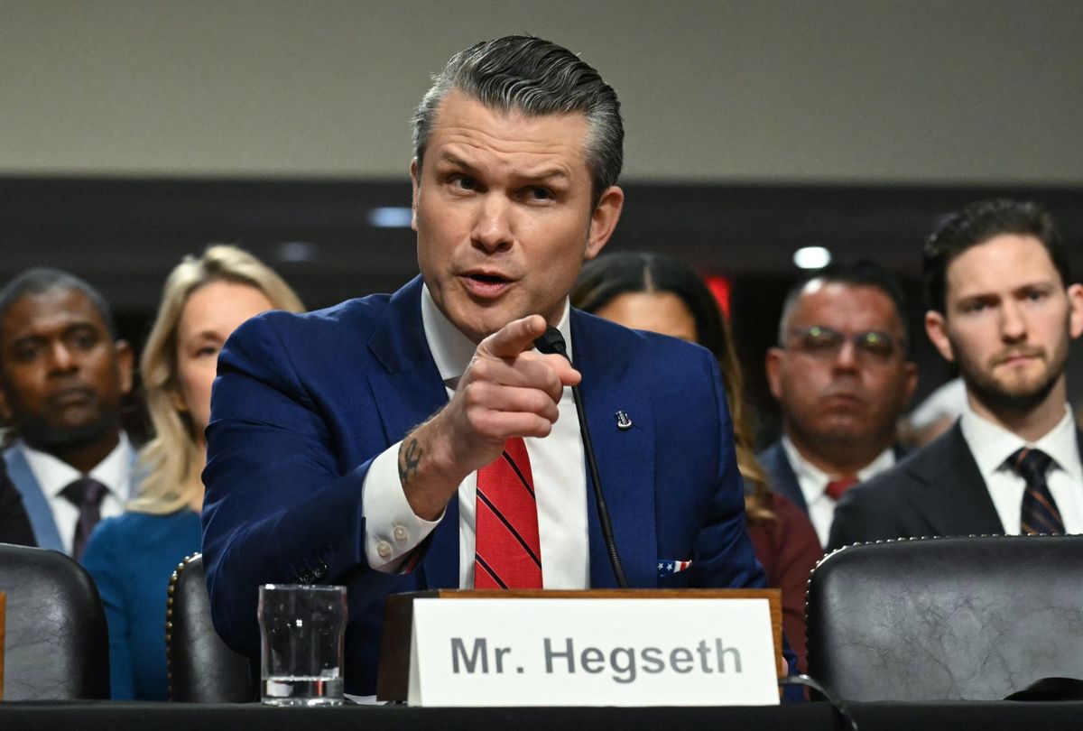 Pete Hegseth, President-elect Donald Trump's nominee for Defense Secretary, testifies during his confirmation hearing before the Senate Armed Services Committee on Capitol Hill on January 14, 2025 in Washington, DC.  (SAUL LOEB/AFP via Getty Images)