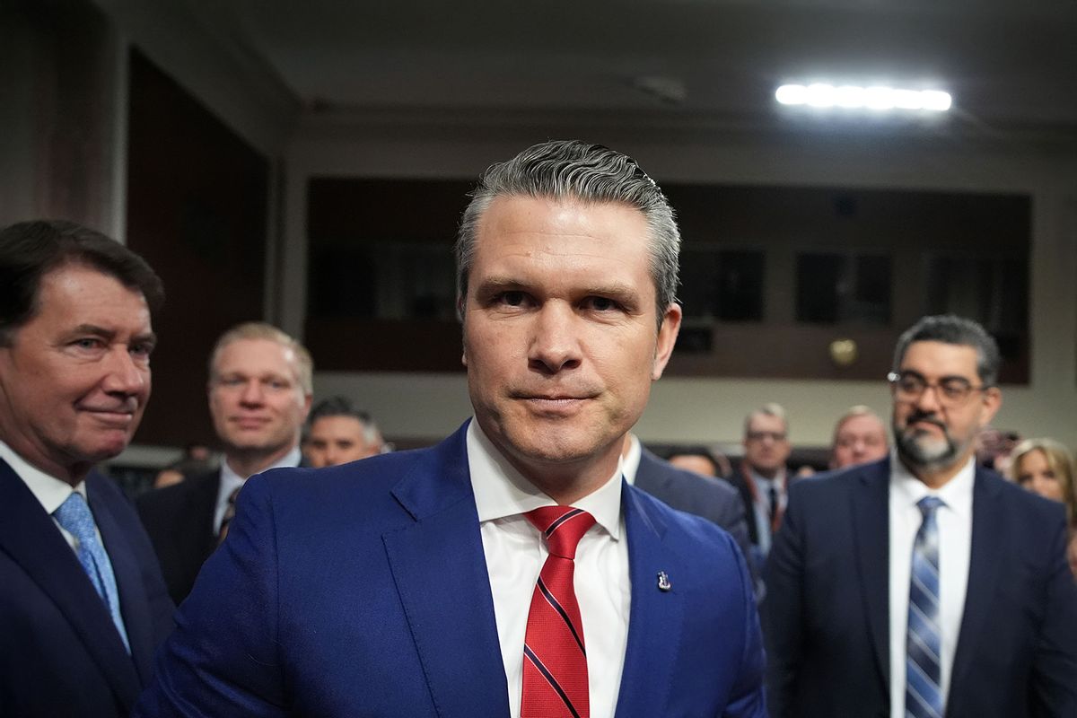 U.S. President-elect Donald Trump's nominee for Secretary of Defense Pete Hegseth arrives for his Senate Armed Services confirmation hearing on Capitol Hill on January 14, 2025 in Washington, DC. (Andrew Harnik/Getty Images)