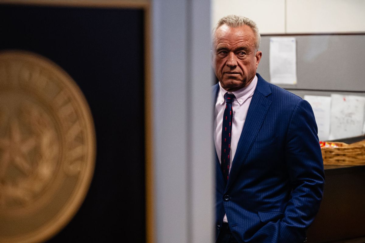 U.S. President-elect Donald Trump's nominee to be Secretary of Health and Human Services Robert Kennedy Jr. waits to enter a meeting with Sen. John Cornyn (R-TX) on Capitol Hill on January 9, 2025 in Washington, DC. (Jon Cherry/Getty Images)