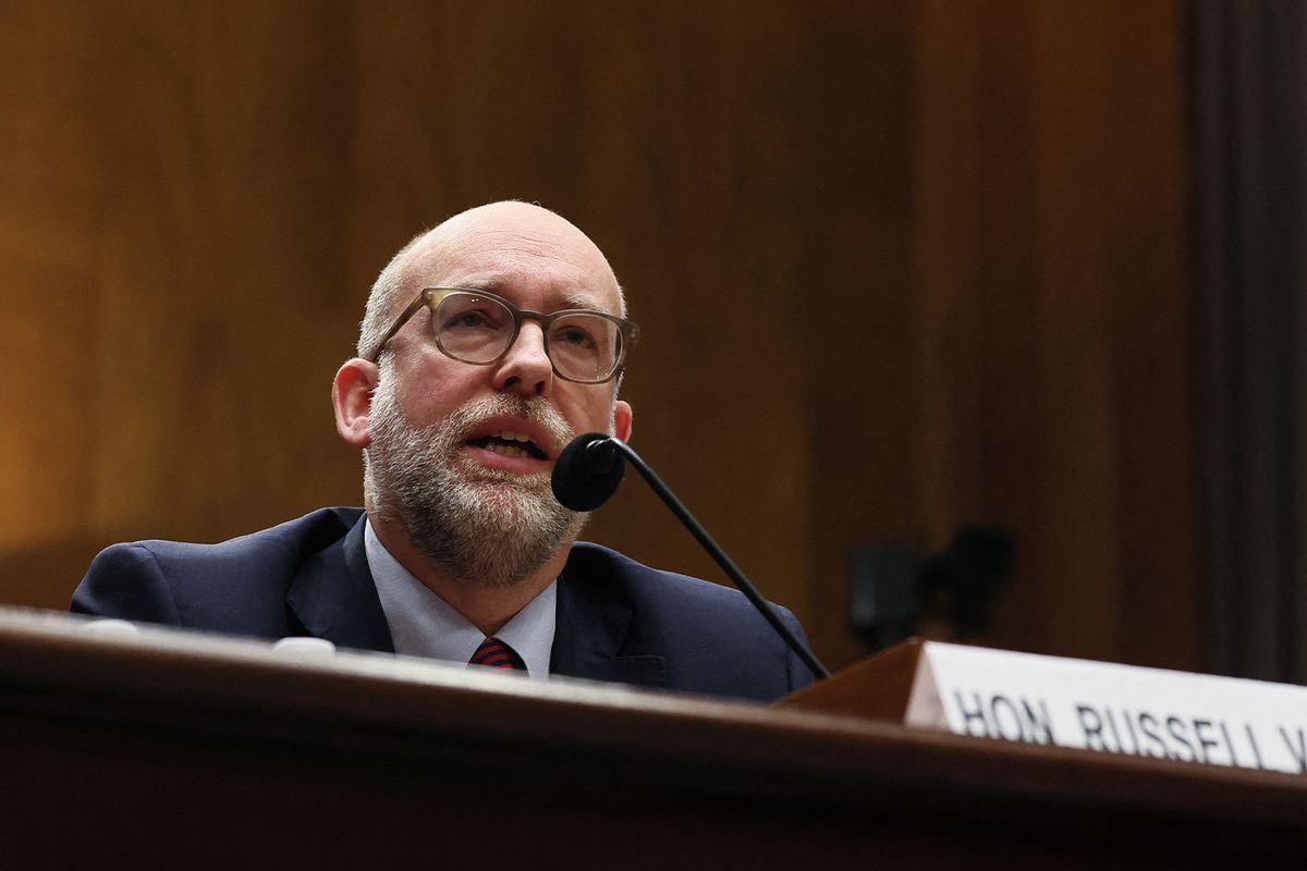 Former Office of Management and Budget (OMB) Director Russell Vought testifies before a US Senate Homeland Security and Governmental Affairs Committee hearing on his second nomination to be OMB director, on Capitol Hill in Washington, DC, on January 15, 2025. (JEMAL COUNTESS/AFP via Getty Images)