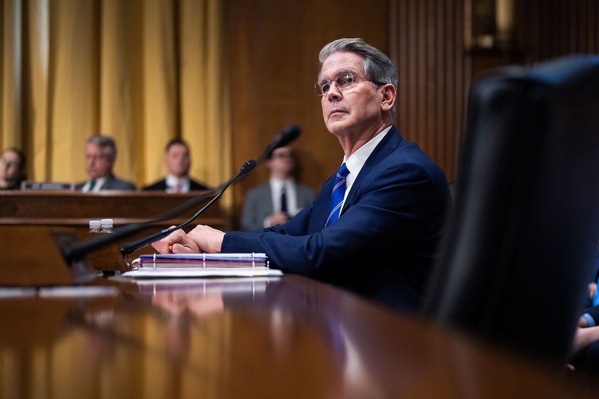 Scott Bessent, President-elect Donald Trump's nominee to be Treasury secretary, testifies during his Senate Finance Committee confirmation hearing in Dirksen building on Thursday, January 16, 2025. (Tom Williams/CQ-Roll Call, Inc via Getty Images)