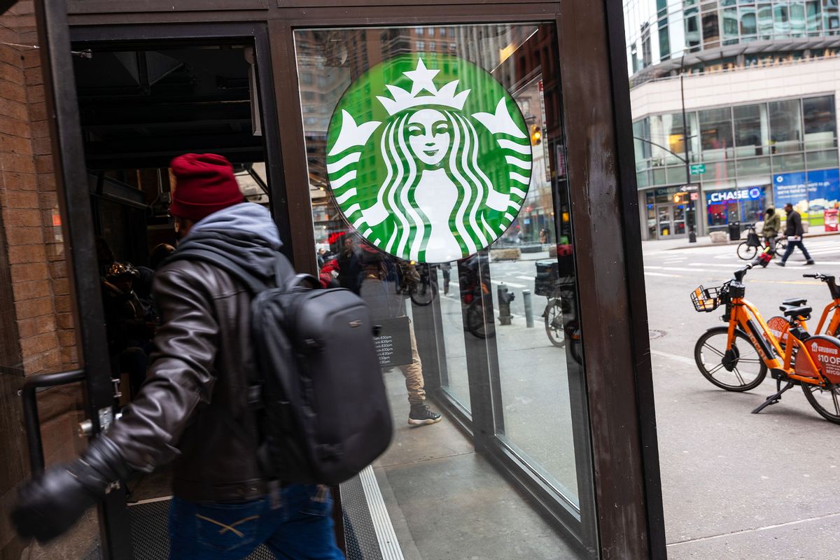 A Starbucks store stands in Manhattan on January 30, 2024 in New York City. (Spencer Platt/Getty Images)