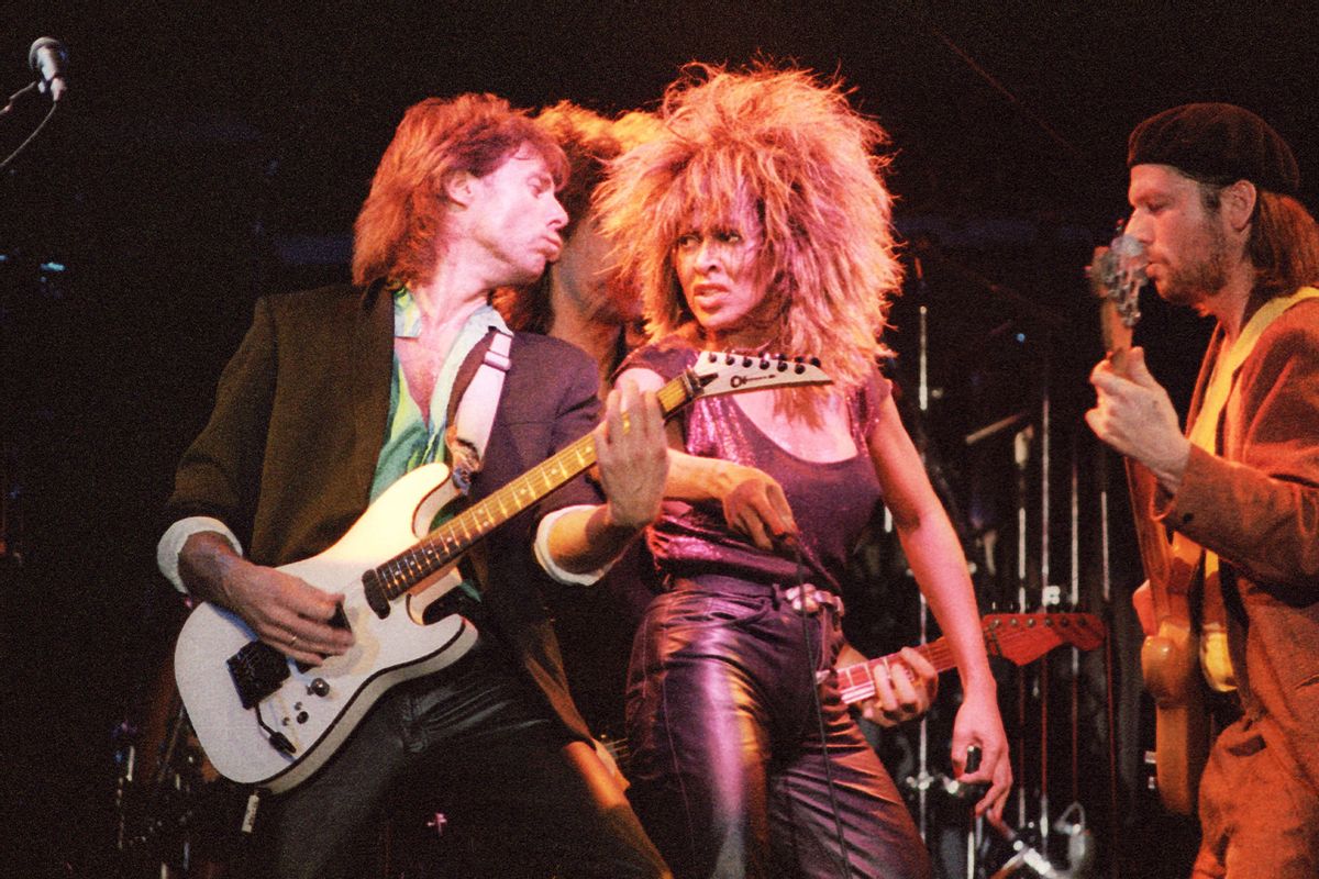 Tina Turner performs on stage at Wembley Arena during her 'Private Dancer' tour, on March 14th, 1985 in London, England. (Pete Still/Redferns/Getty Images)