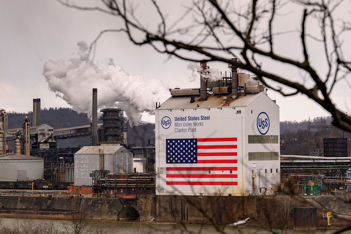 A general view of the exterior of the U.S. Steel Clairton Coke Plant, on March 20, 2024 in Clairton, Pennsylvania. (Jeff Swensen/Getty Images)