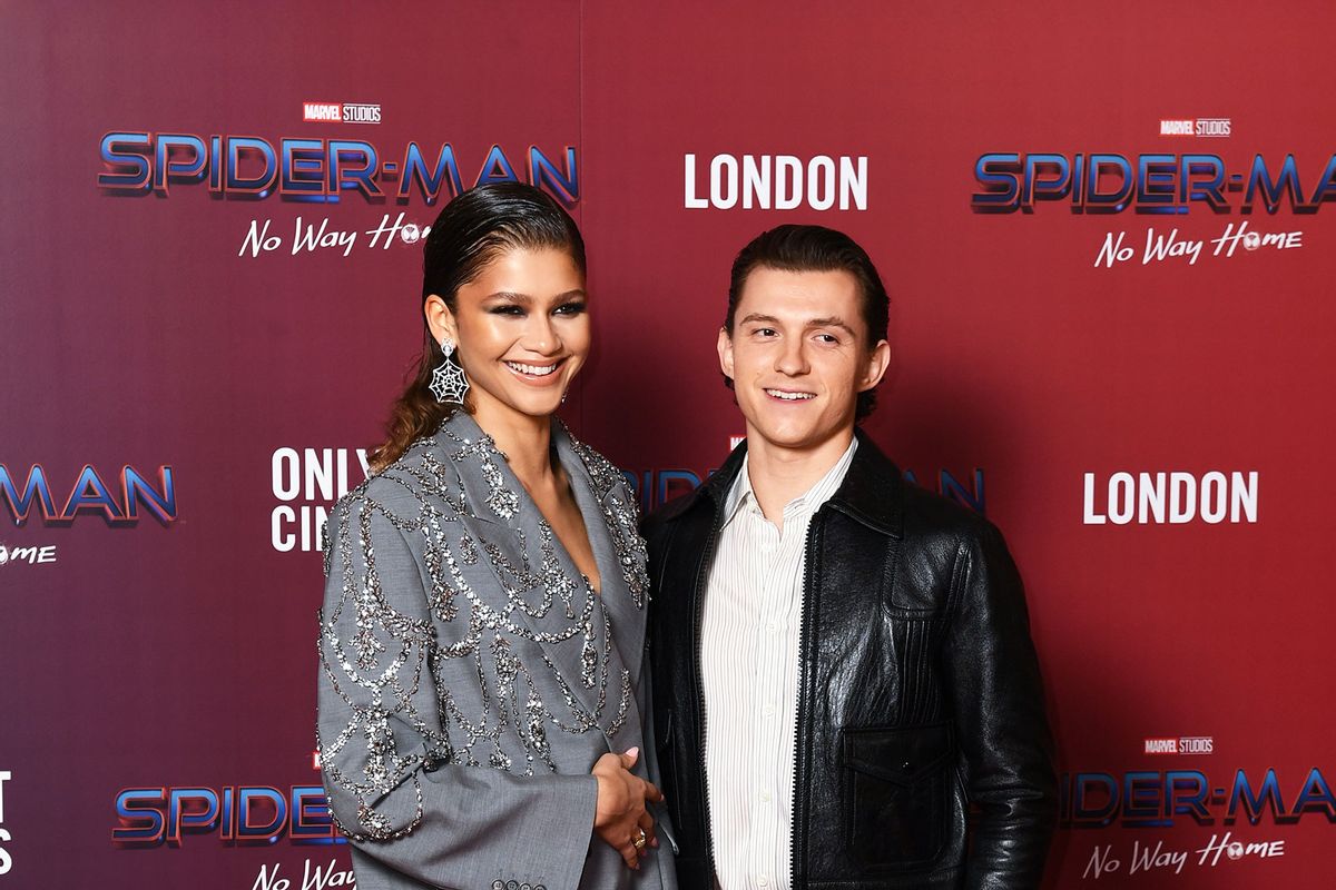 Zendaya and Tom Holland attend a photocall for "Spiderman: No Way Home" at The Old Sessions House on December 05, 2021 in London, England. (Gareth Cattermole/Getty Images)