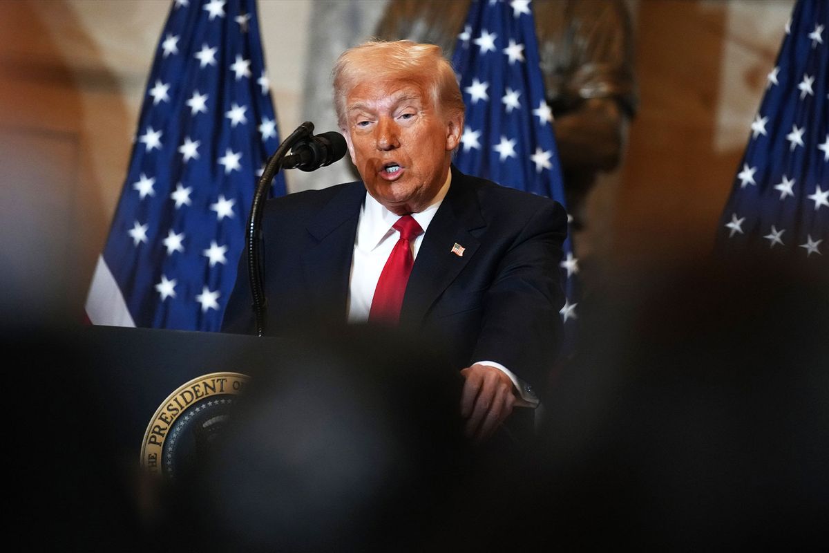 U.S. President Donald Trump speaks at the National Prayer Breakfast at the U.S. Capitol on February 06, 2025 in Washington, DC. (Andrew Harnik/Getty Images)