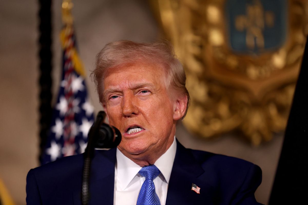 U.S. President Donald Trump delivers remarks after signing an executive order on expanding access to IVF at his Mar-a-Lago resort on February 18, 2025 in Palm Beach, Florida. (Joe Raedle/Getty Images)