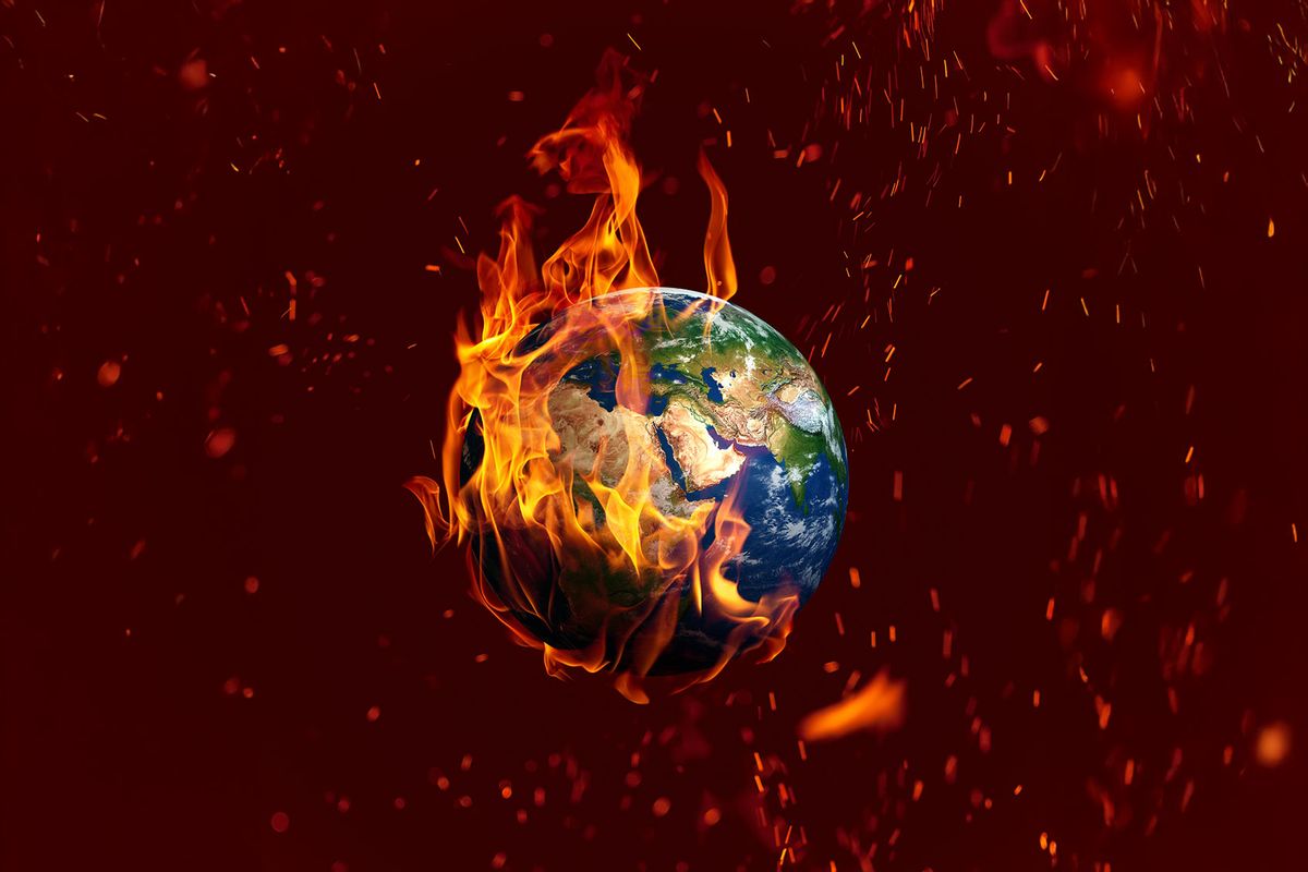 Planet Earth on fire (Getty Images/sankai)