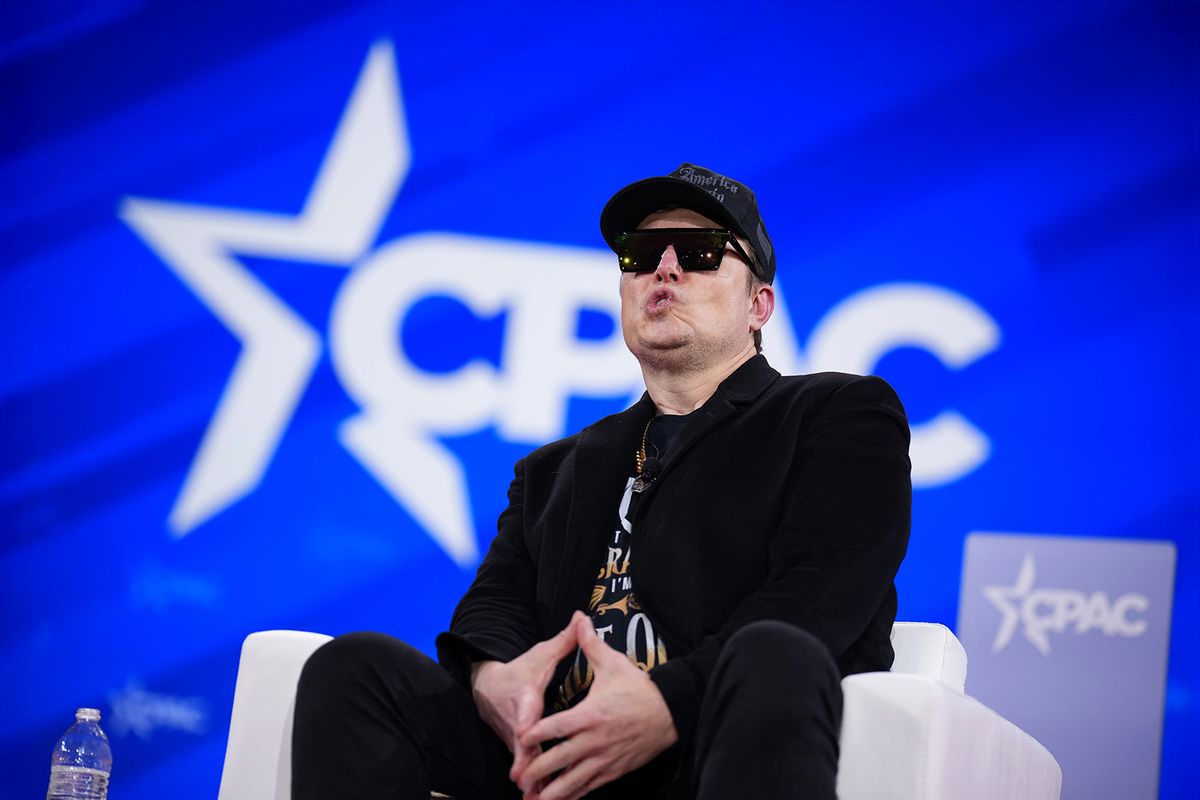 CEO of Tesla and SpaceX Elon Musk looks on during the Conservative Political Action Conference (CPAC) at the Gaylord National Resort Hotel And Convention Center on February 20, 2025 in Oxon Hill, Maryland. (Andrew Harnik/Getty Images)