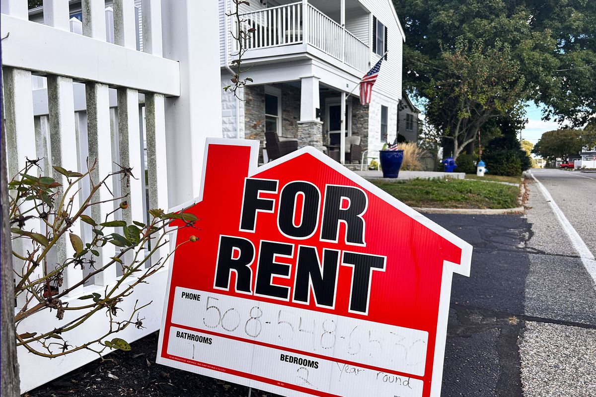 For rent sign outside cottage in Falmouth, Cape Cod, Massachusetts. (Lindsey Nicholson/UCG/Universal Images Group via Getty Images)