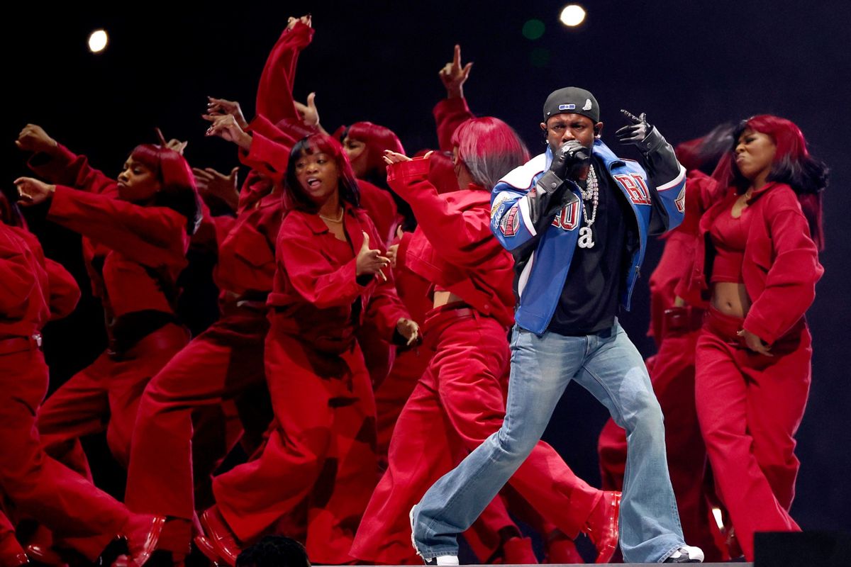 Kendrick Lamar performs onstage during Apple Music Super Bowl LIX Halftime Show at Caesars Superdome on February 09, 2025 in New Orleans, Louisiana.  (Gregory Shamus/Getty Images)