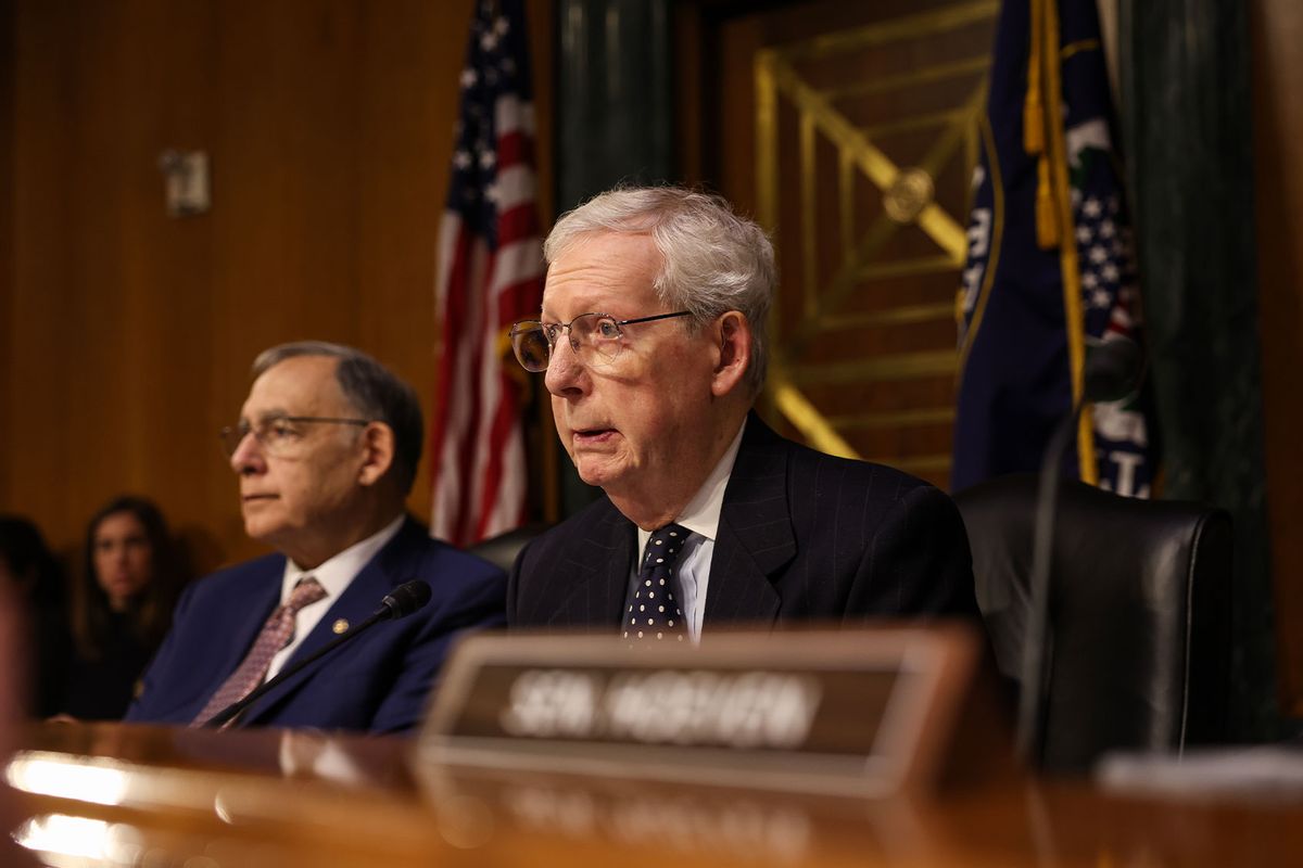 U.S. Sen. Mitch McConnell (R-KY) speaks during the Secretary Senate Agriculture, Nutrition and Forestry Committee confirmation hearing for Brooke Rollins, President Donald Trump's nominee to be Agriculture in the Dirksen building on January 23, 2025 in Washington, DC. (Kayla Bartkowski/Getty Images)