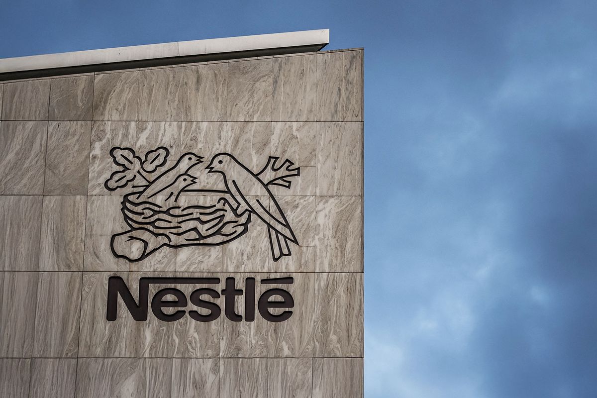 Logo of Swiss food giant Nestle on their headquarters in Vevey, western Switzerland. (FABRICE COFFRINI/AFP via Getty Images)