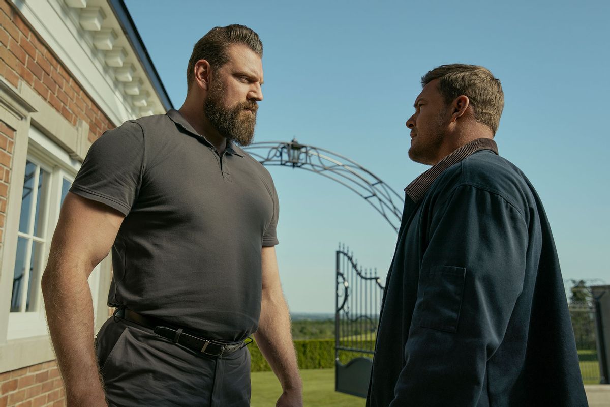 Olivier Richters (Paulie) and Alan Ritchson (Jack Reacher) in "Reacher"
 (Jasper Savage/Prime)