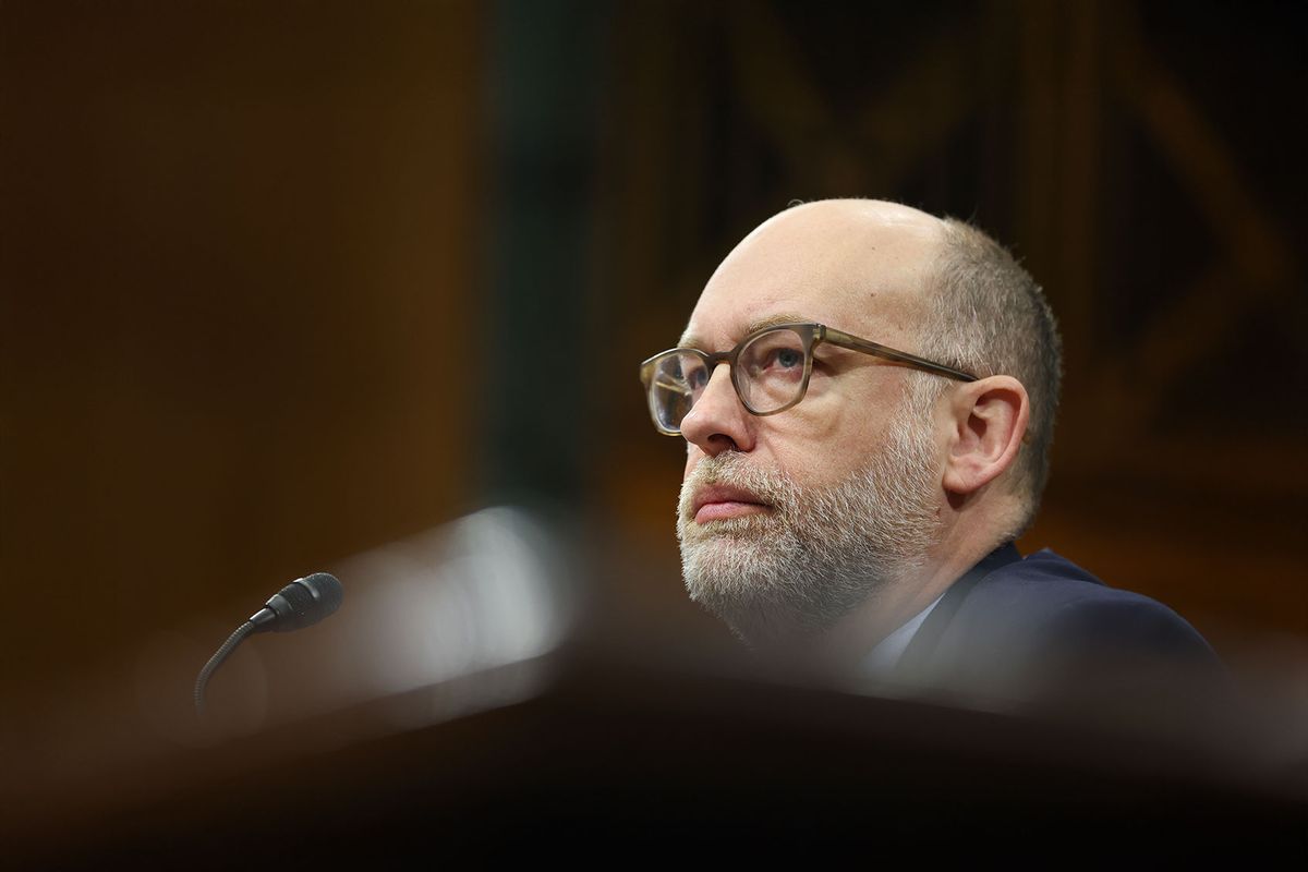 U.S. President Donald Trump's nominee for Office of Management and Budget Director Russell Vought testifies during the Senate Banking Committee nomination hearing in the Dirksen Senate Building on January 22, 2025 in Washington, DC. (Kayla Bartkowski/Getty Images)